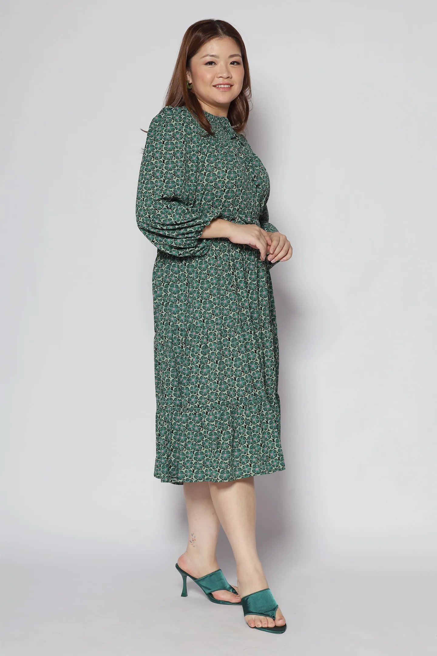 Maggie Dress in Green Floral