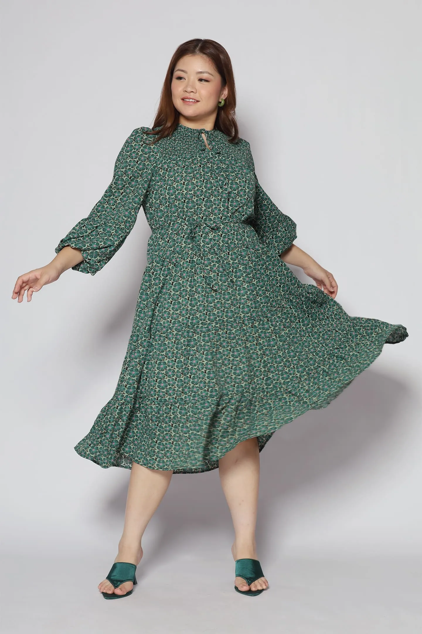 Maggie Dress in Green Floral