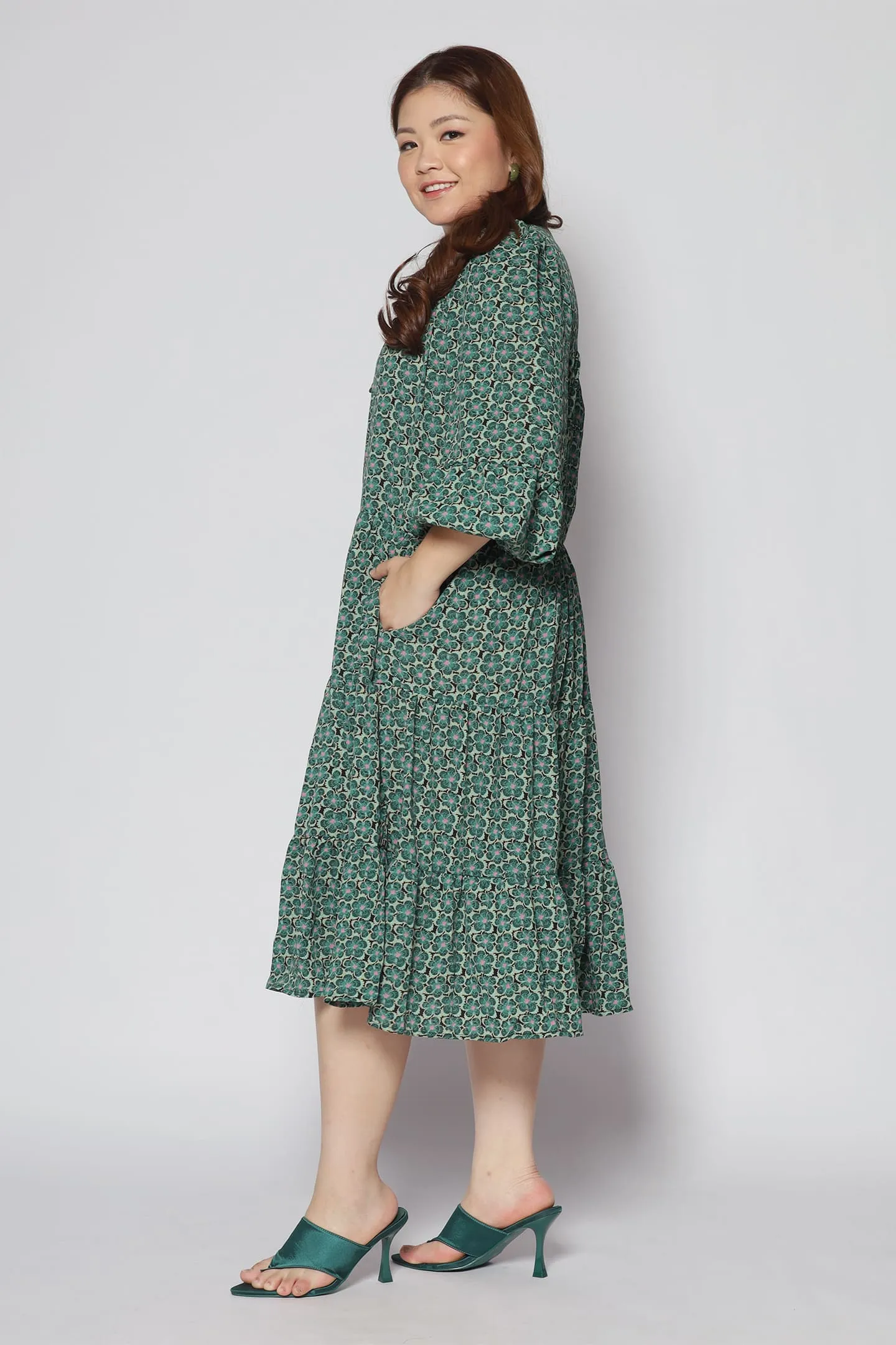 Maggie Dress in Green Floral