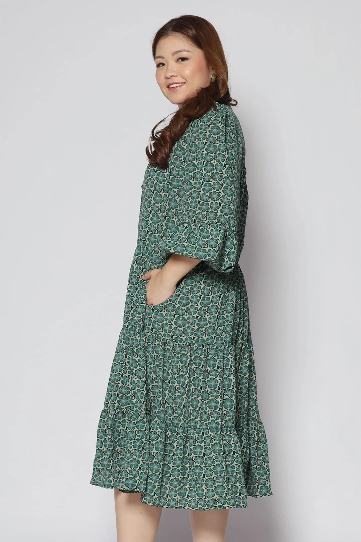 Maggie Dress in Green Floral