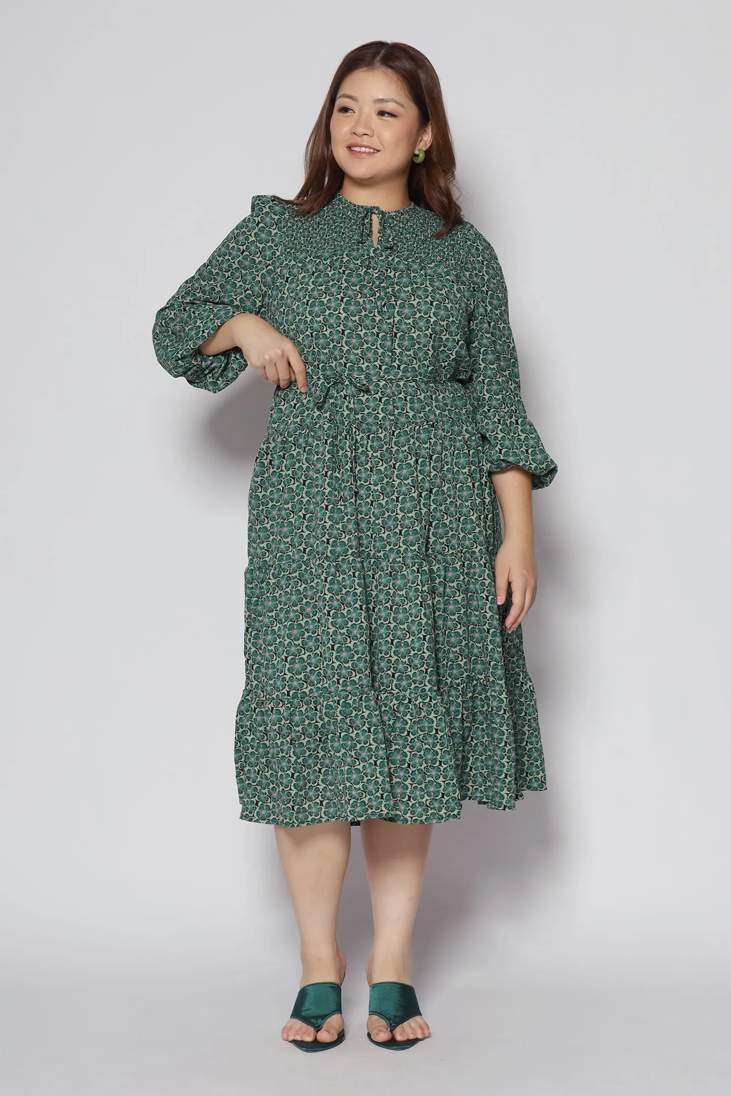 Maggie Dress in Green Floral