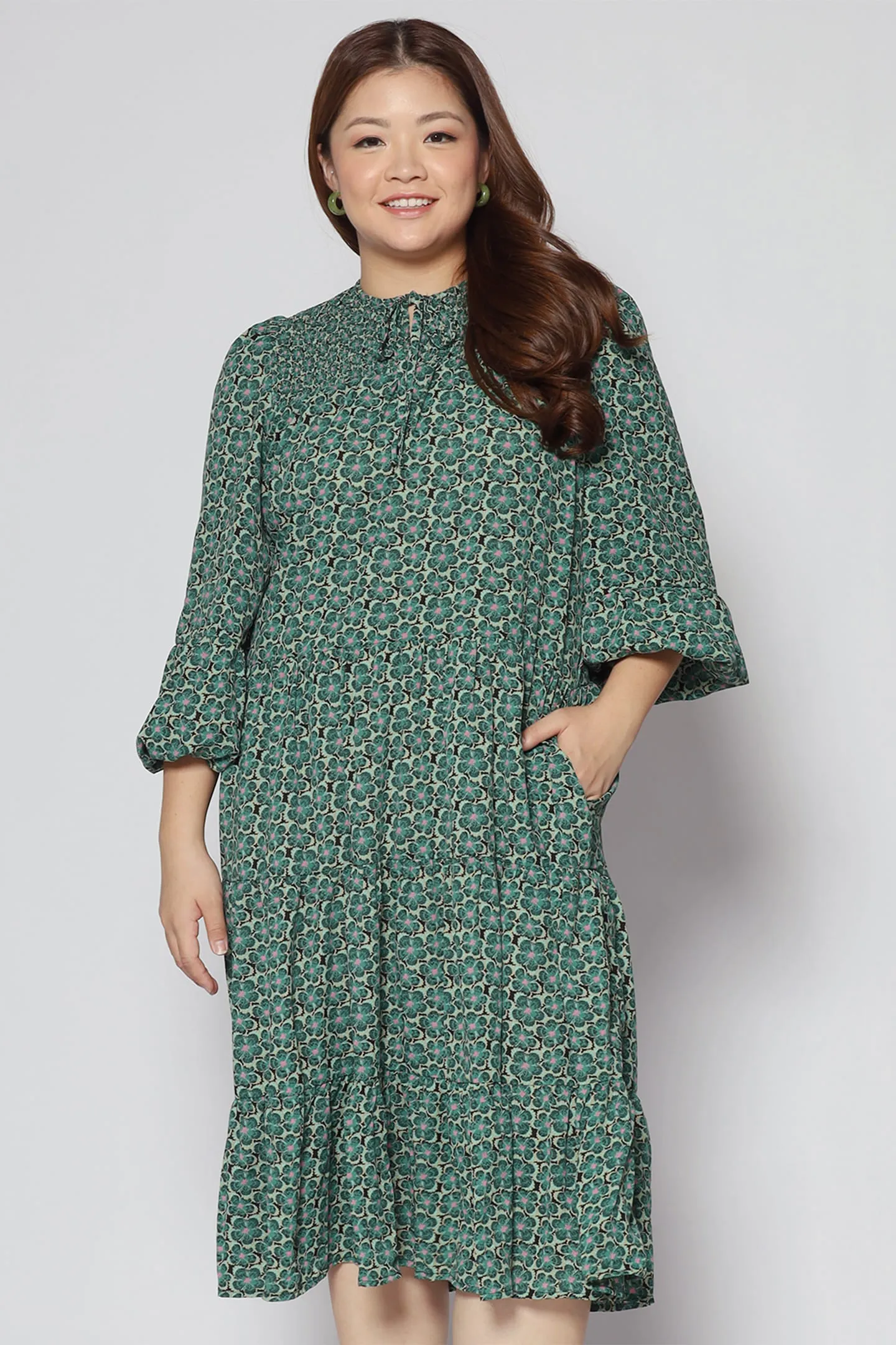 Maggie Dress in Green Floral