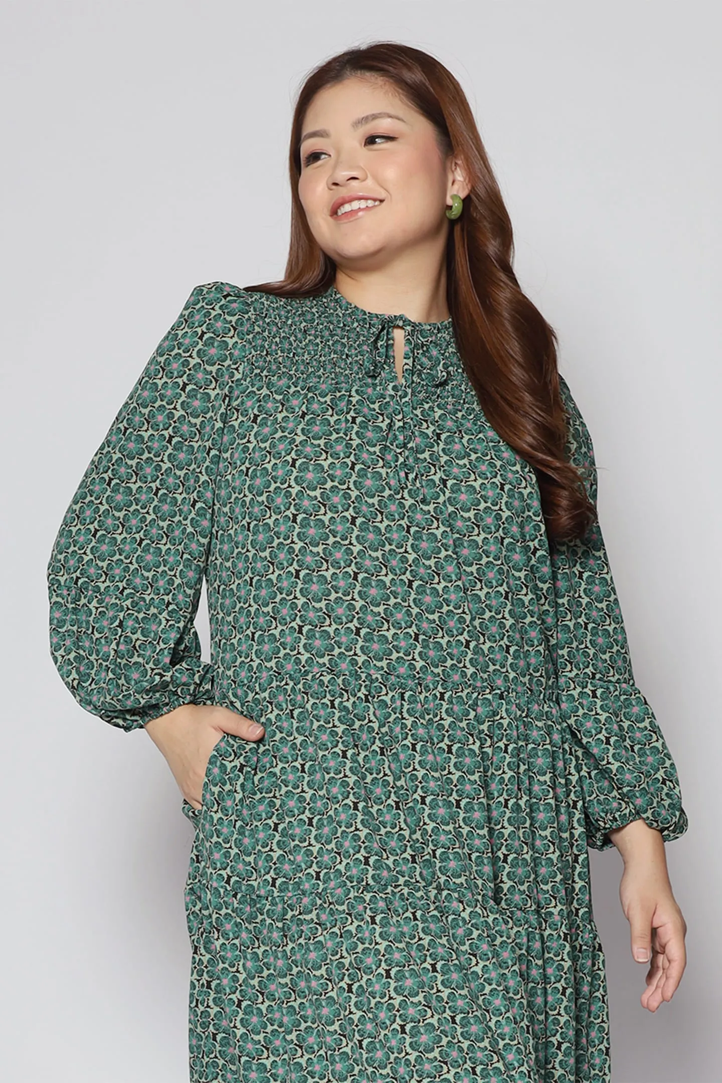 Maggie Dress in Green Floral