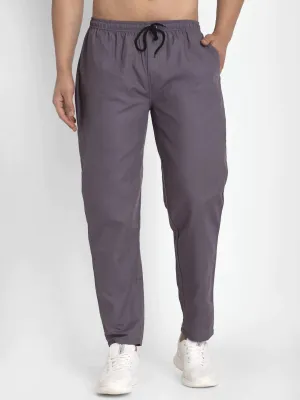 Men'S Grey Solid Cotton Track Pants