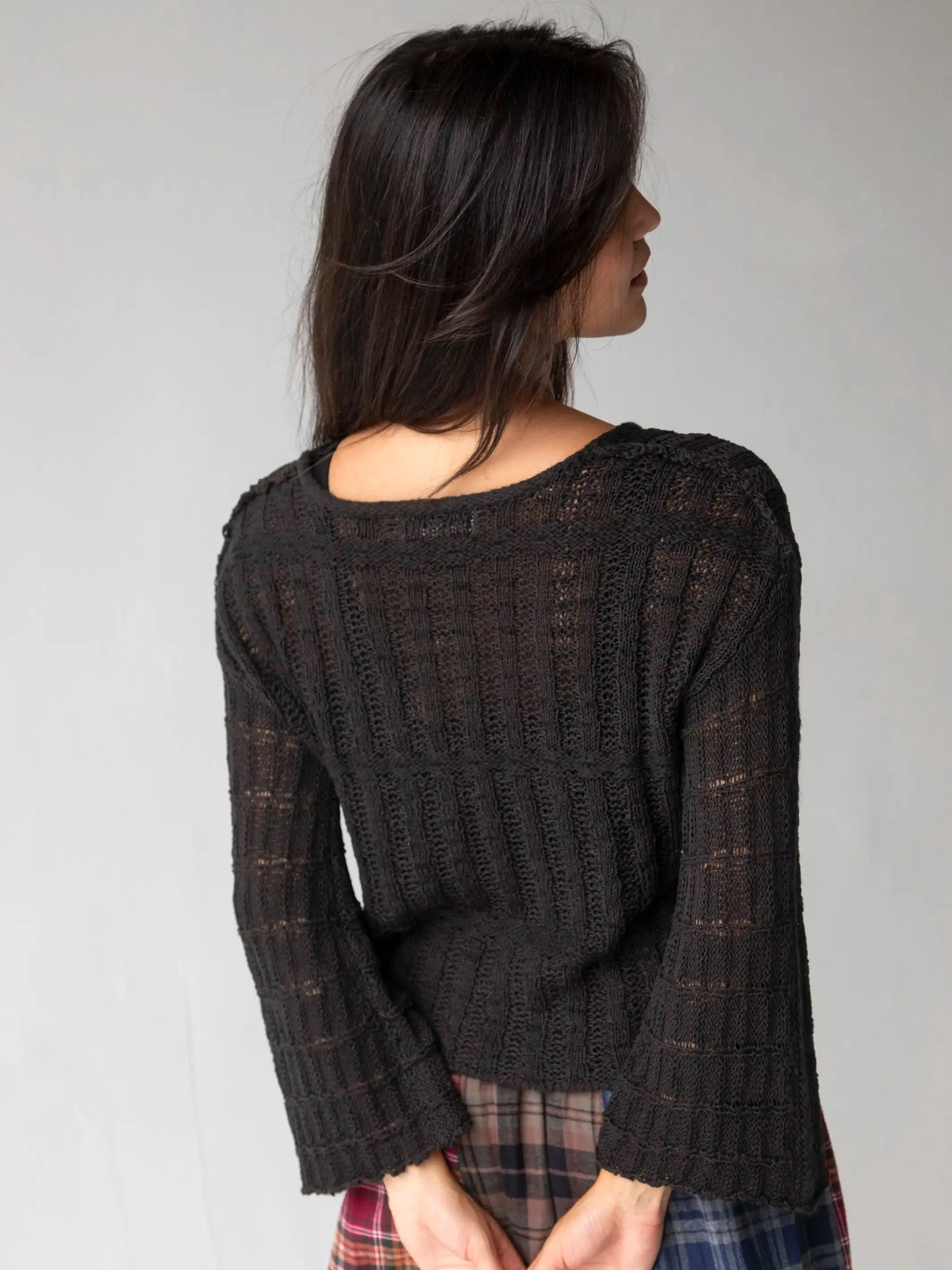 Monterey Tape Yarn Sweater - Washed Black