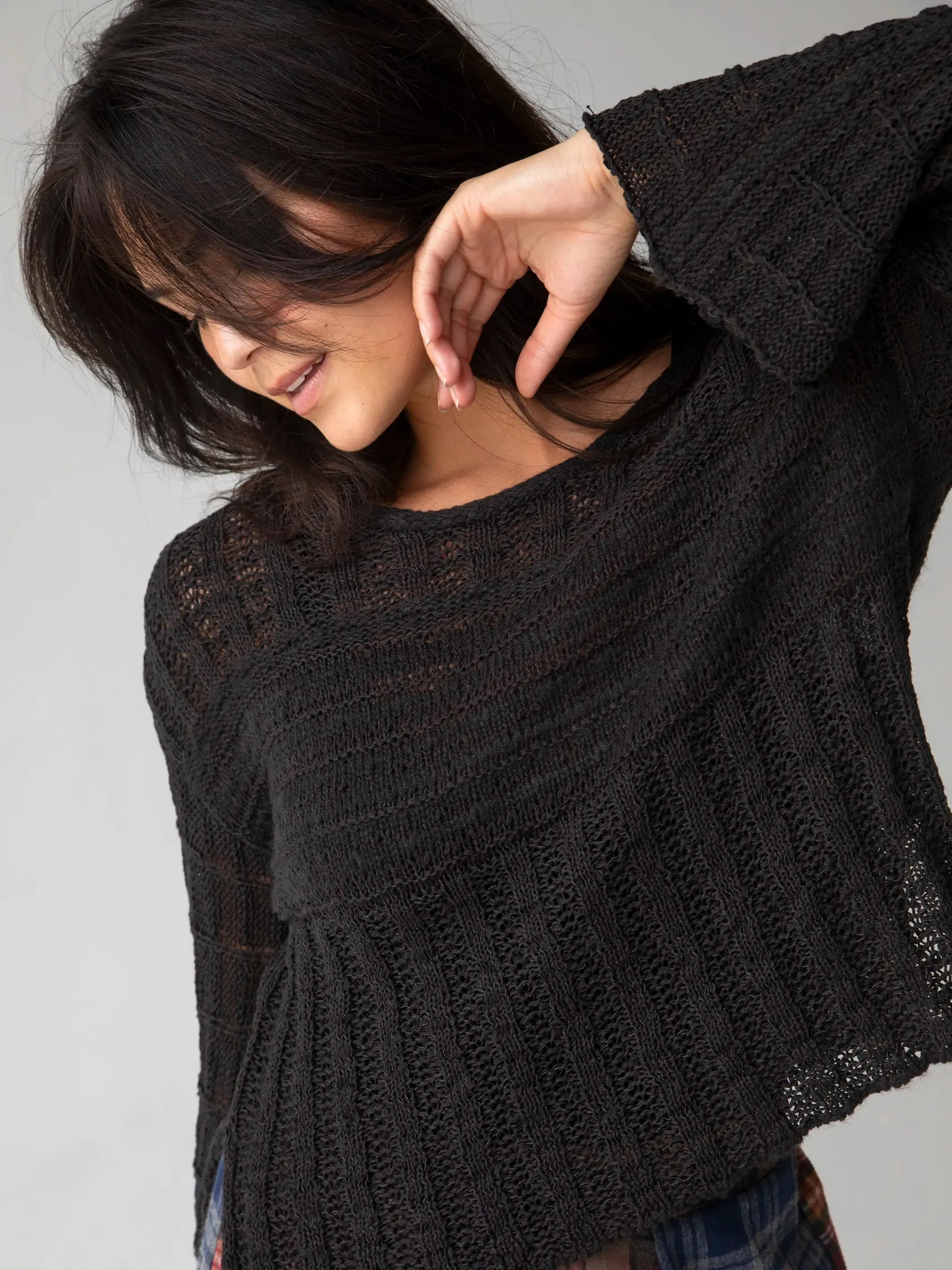 Monterey Tape Yarn Sweater - Washed Black