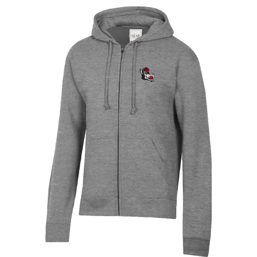 NC State Wolfpack Big Cotton Charcoal Heather Slobbering Wolf Full Zip Hooded Sweatshirt