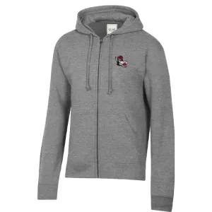 NC State Wolfpack Big Cotton Charcoal Heather Slobbering Wolf Full Zip Hooded Sweatshirt