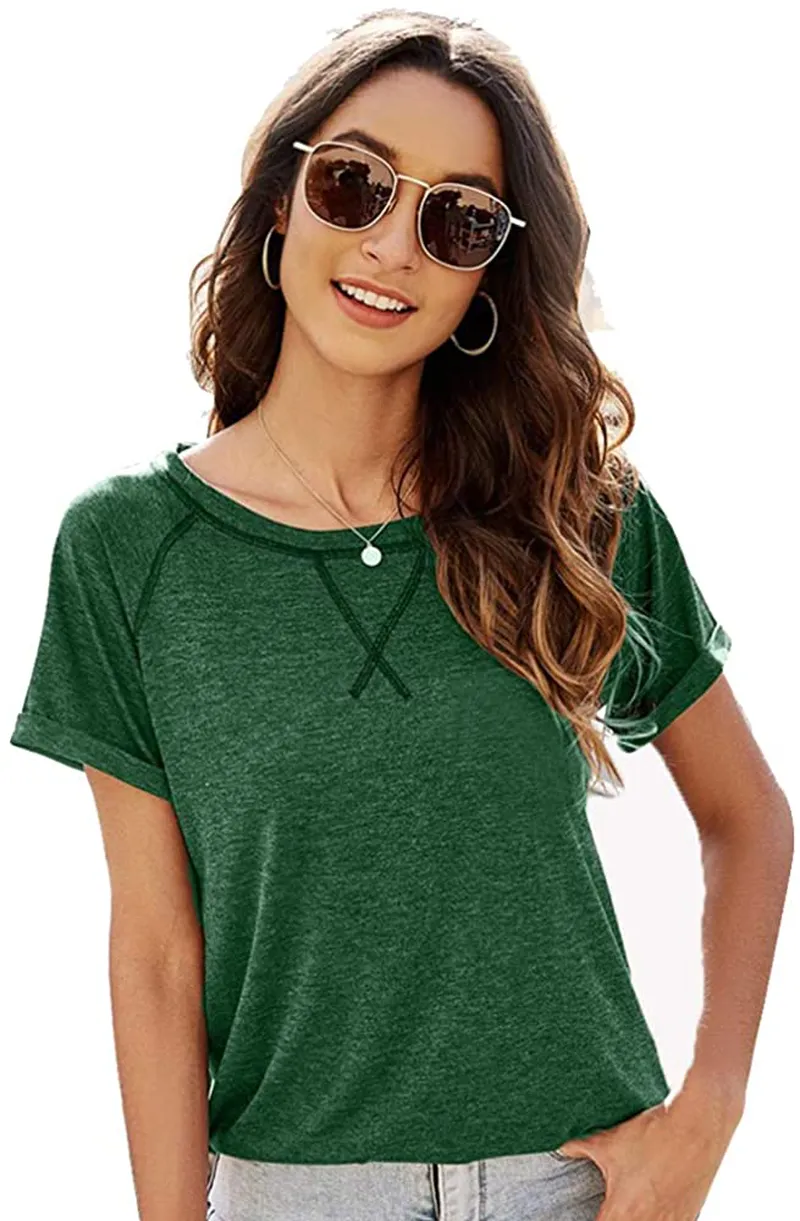 PIPIDREAM Summer Tops for Women Short Sleeve Casual Loose Tunic Top Crewneck T Shirts