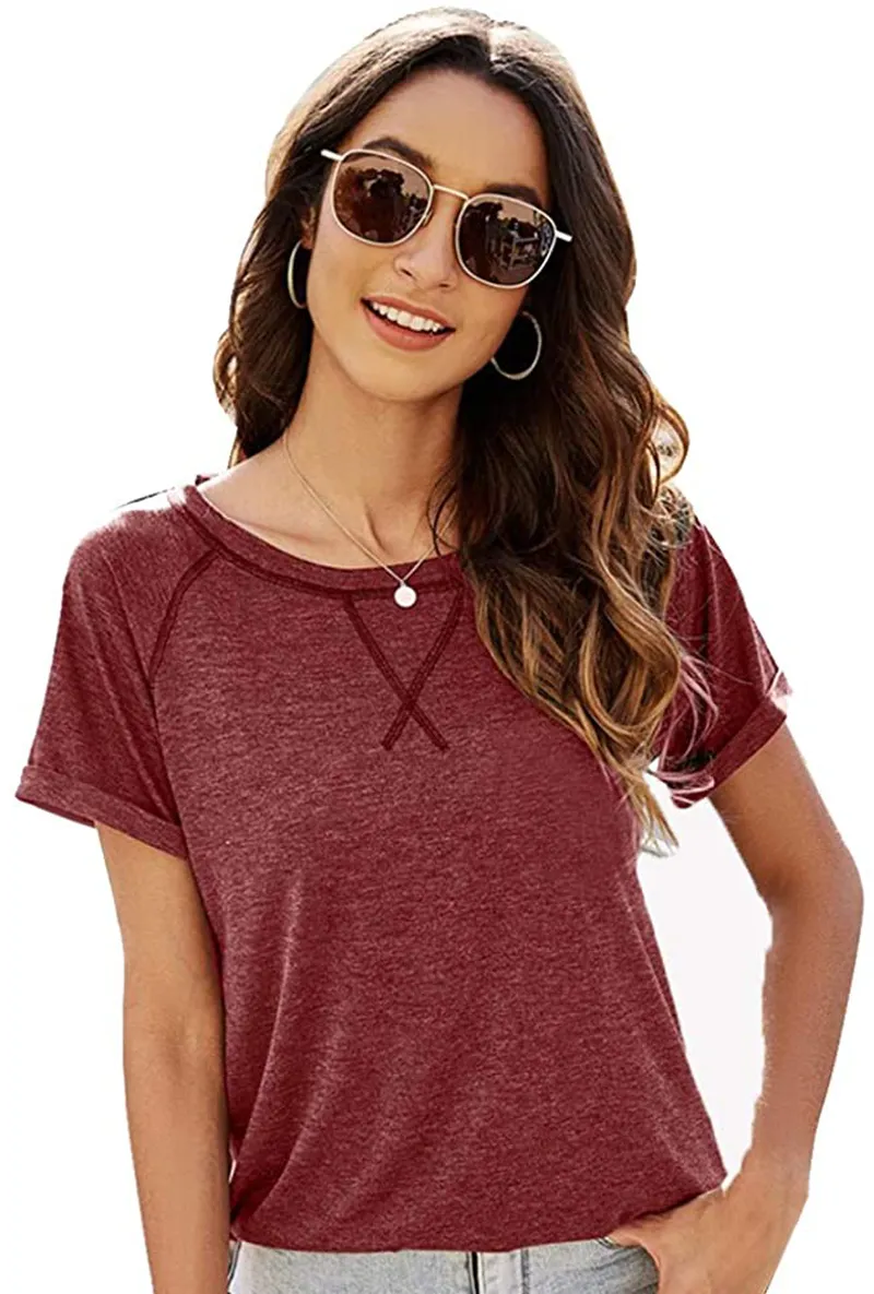 PIPIDREAM Summer Tops for Women Short Sleeve Casual Loose Tunic Top Crewneck T Shirts