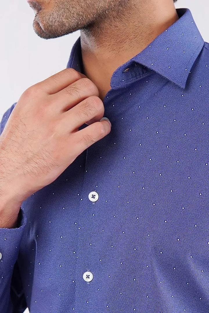 Polka Dot Yarn-Dyed Shirt - Blue