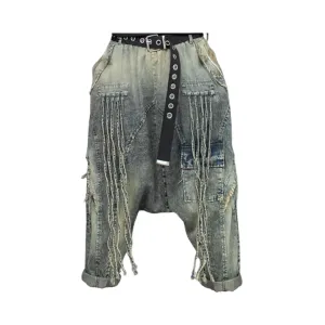 Pre Order: Loose High Elastic Waist Wide Leg Denim Pants