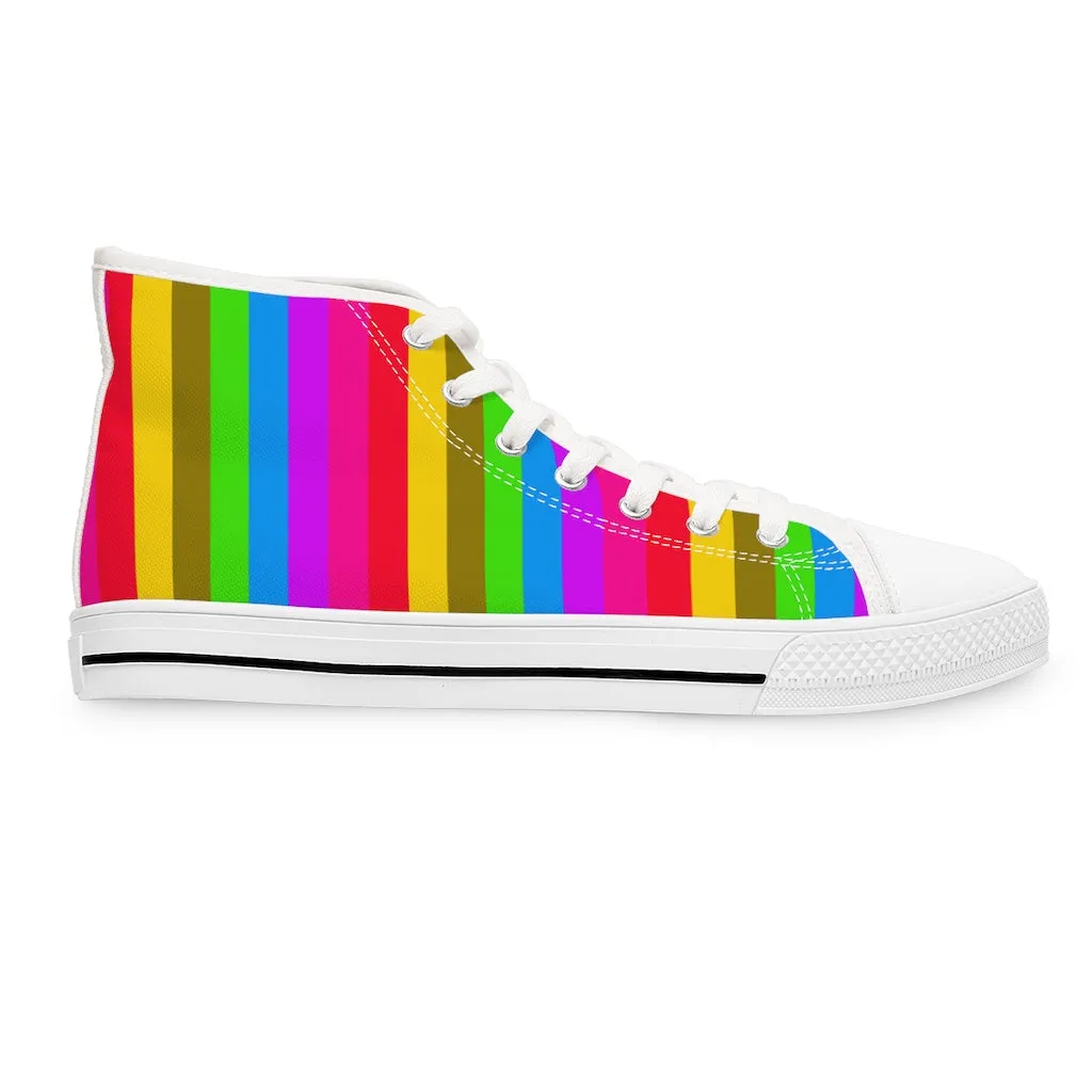 Rainbow Striped Women's High Tops