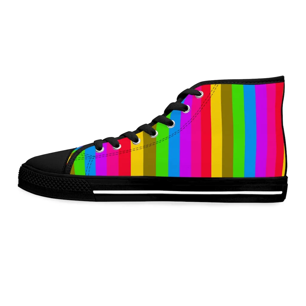 Rainbow Striped Women's High Tops