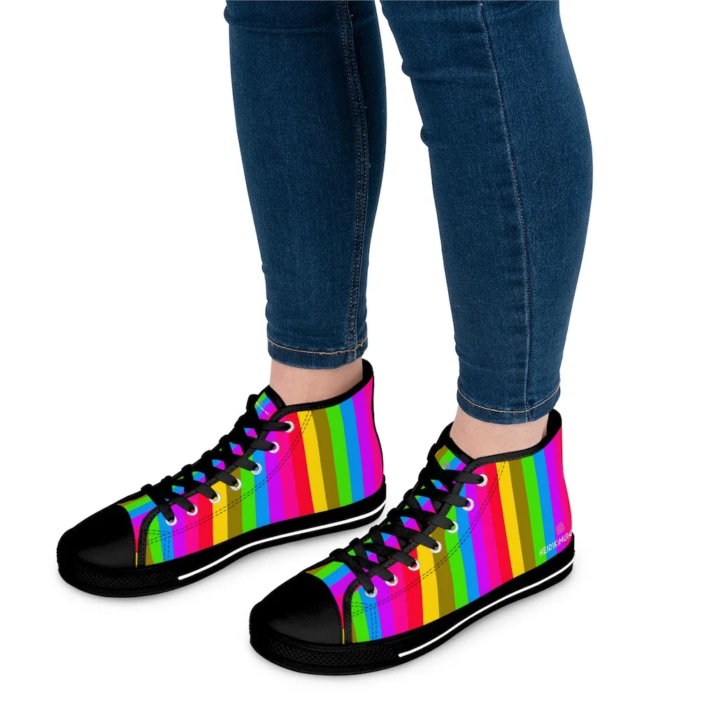 Rainbow Striped Women's High Tops