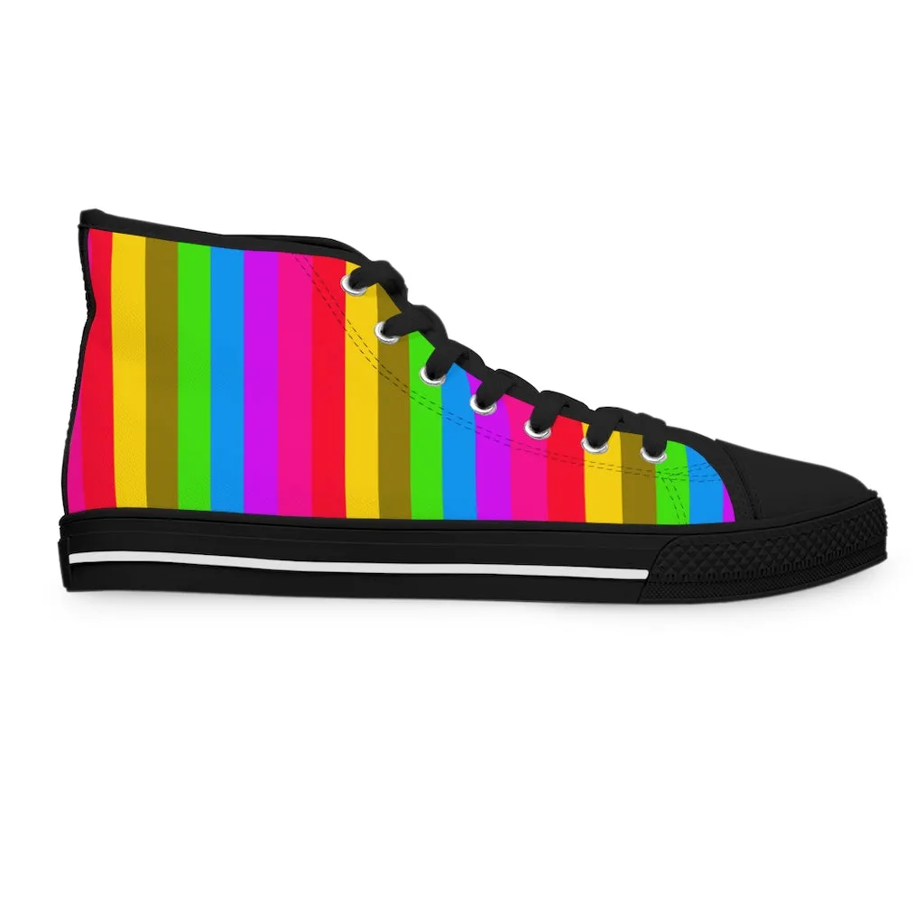 Rainbow Striped Women's High Tops