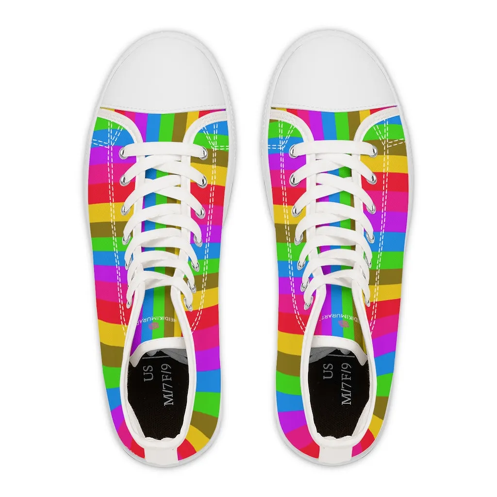 Rainbow Striped Women's High Tops