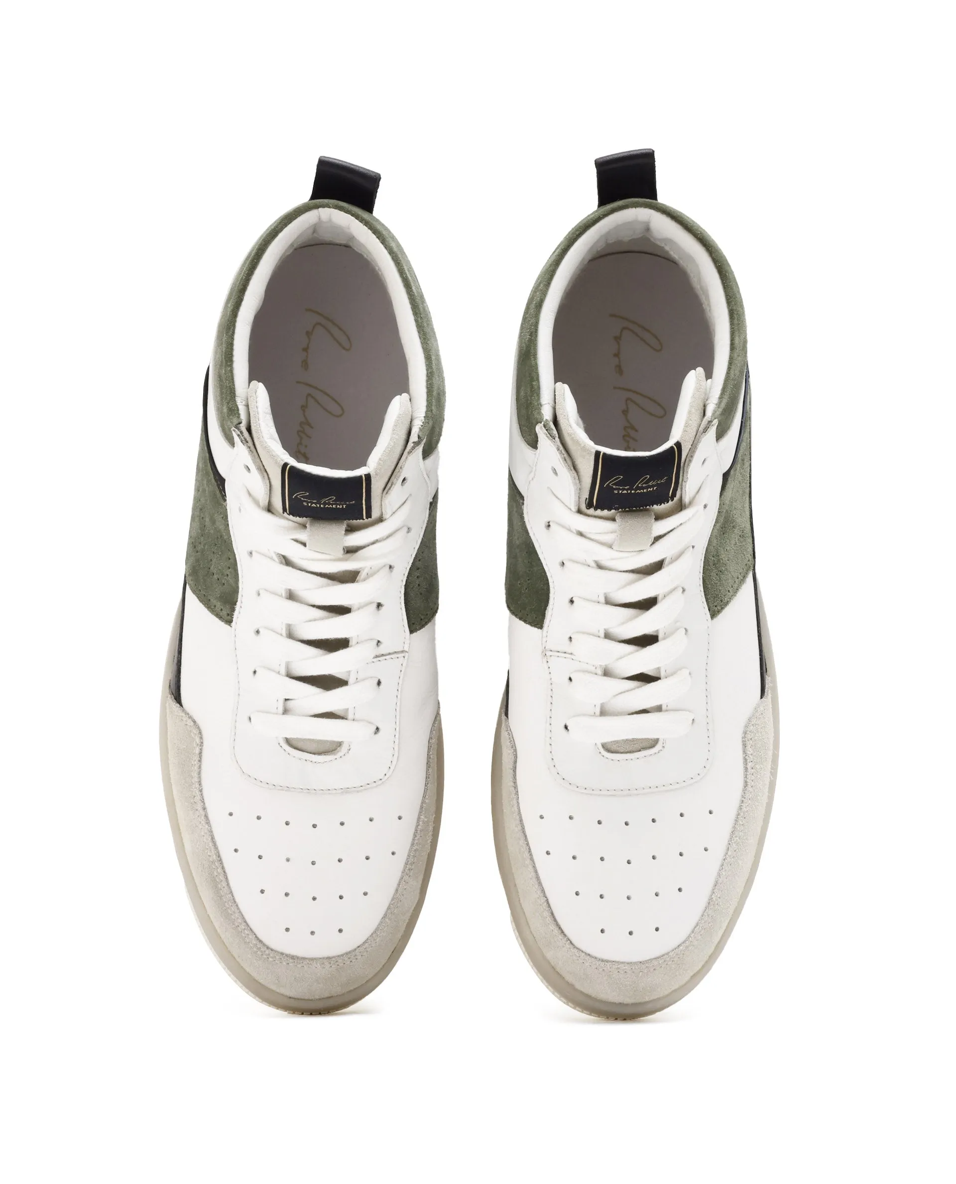 Rare Rabbit Men's Horizon Green Suede and Leather High-Top Lace Up Sneaker Shoes