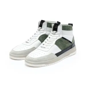 Rare Rabbit Men's Horizon Green Suede and Leather High-Top Lace Up Sneaker Shoes