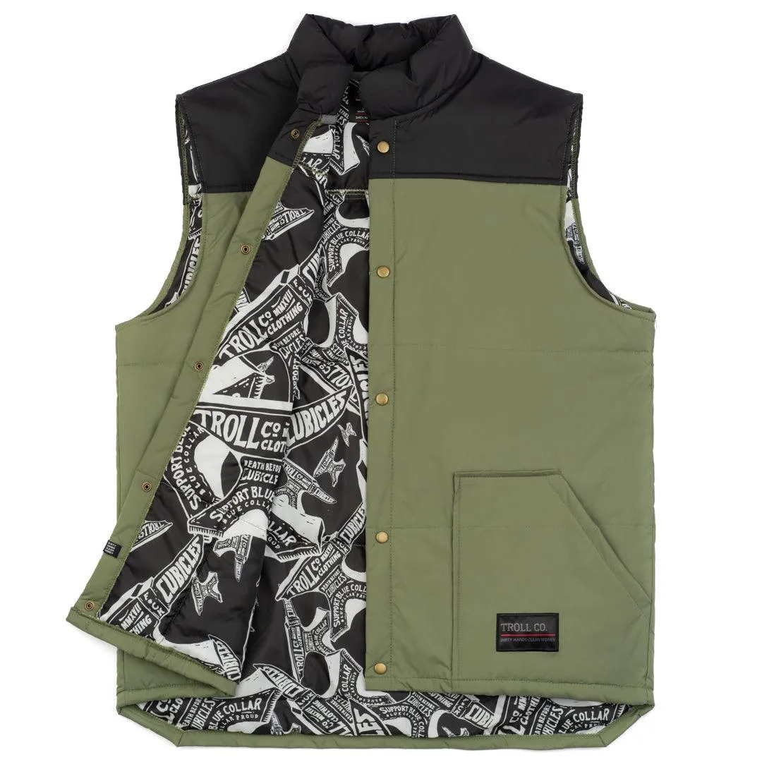 Redford Vest: Black   Military Green