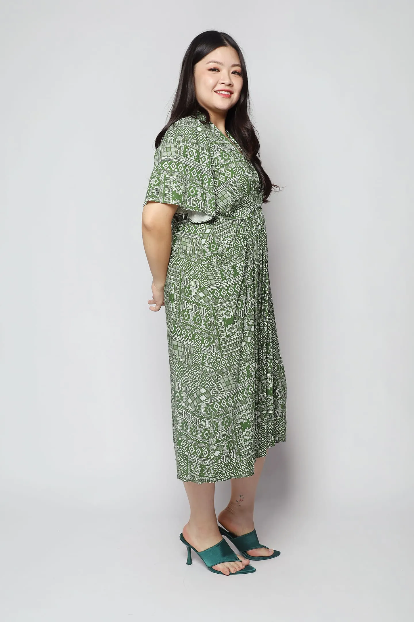 Rila Dress in Green Paisley