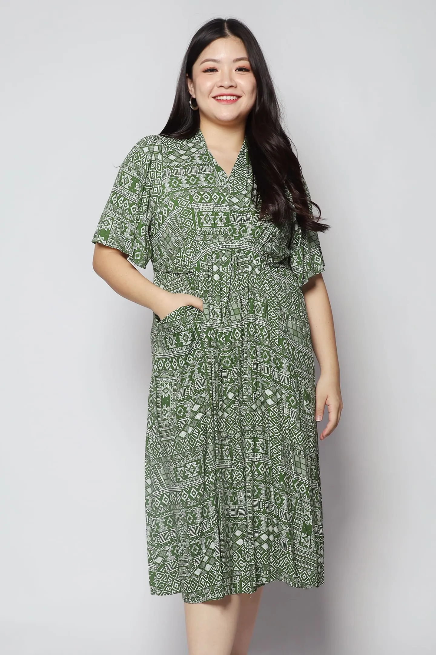 Rila Dress in Green Paisley