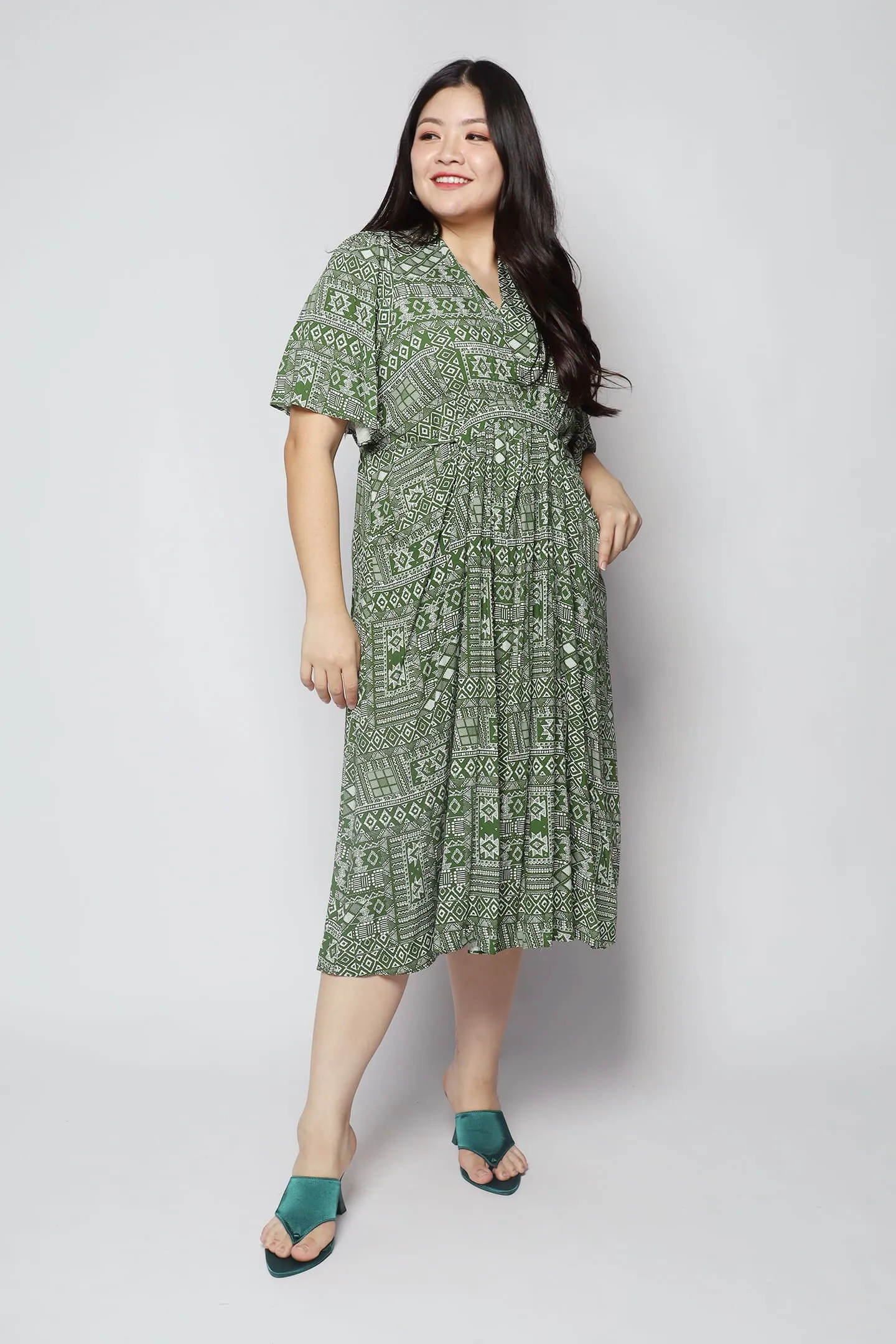 Rila Dress in Green Paisley