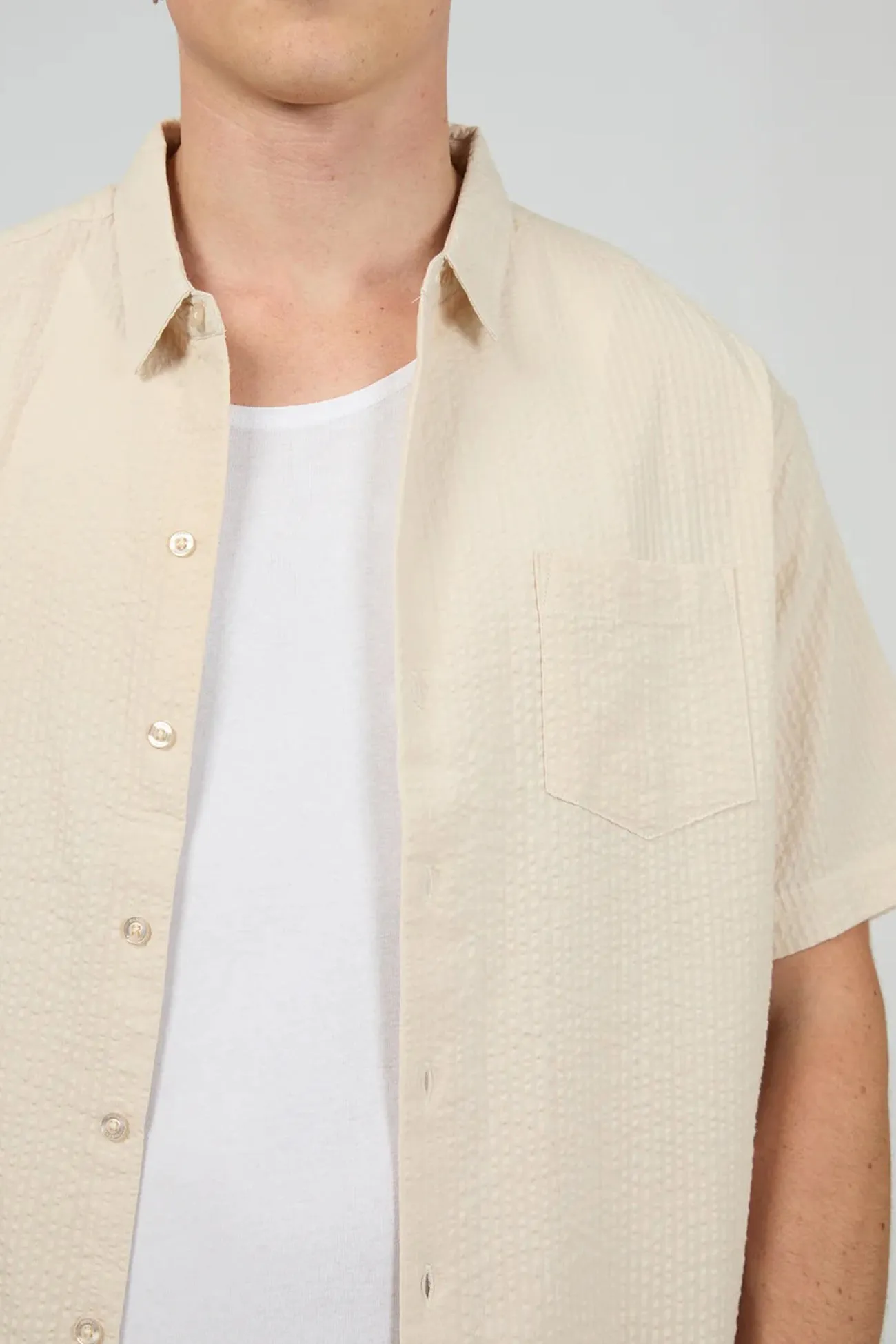 Seersucker Short Sleeve Shirt Chalk