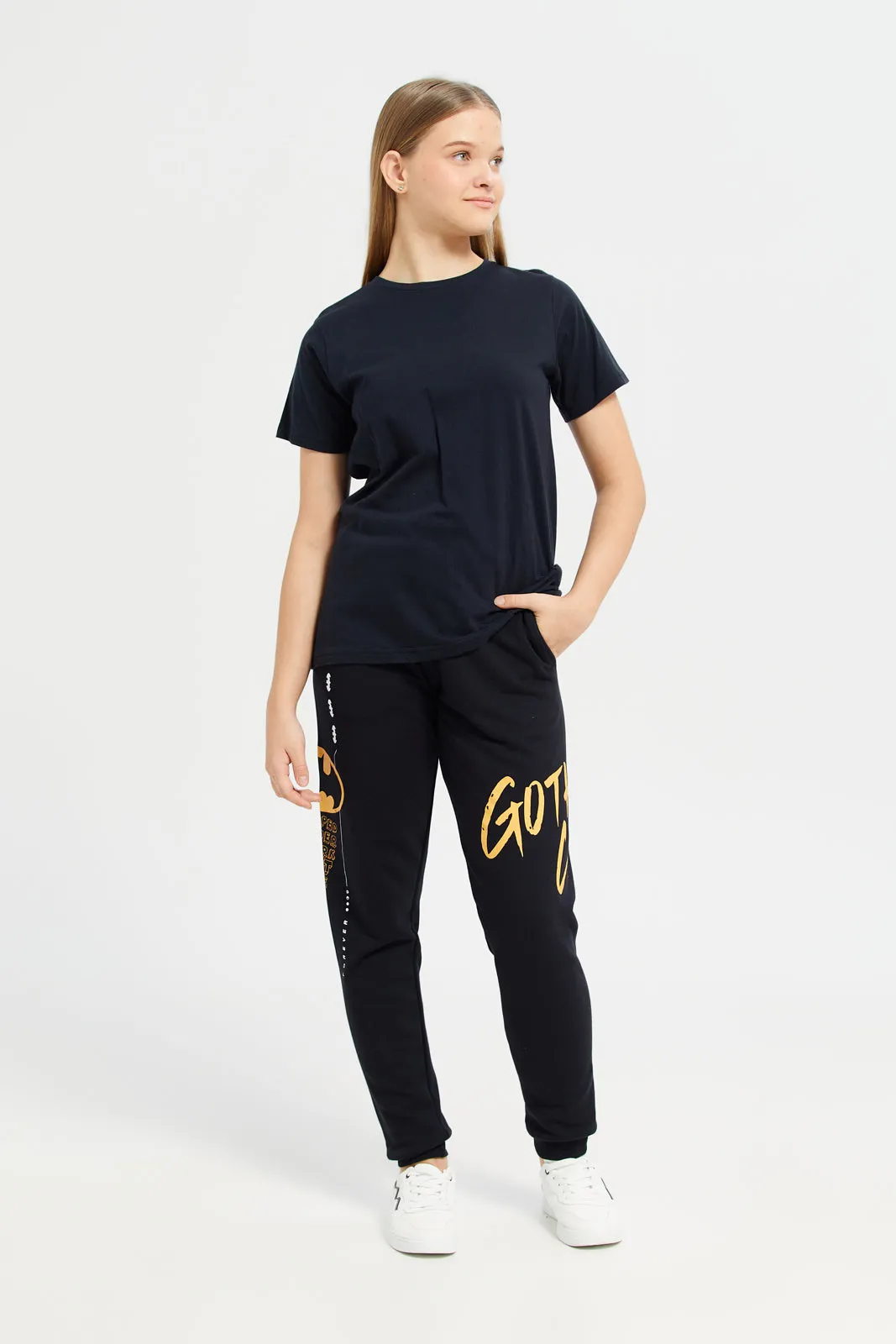 Senior Girls Black Batman Active Pants