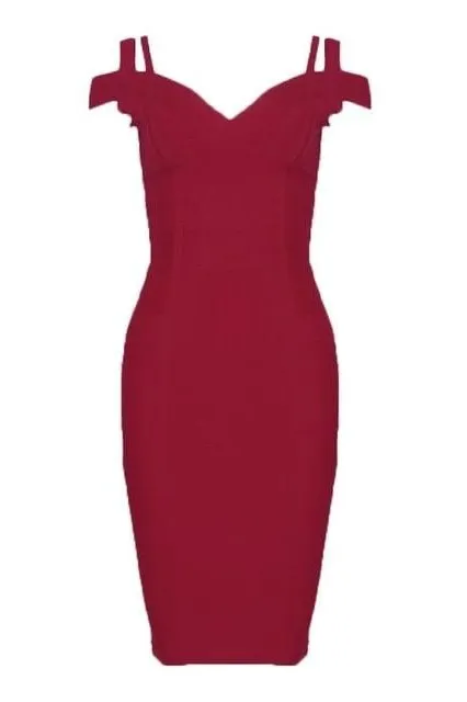 Sia Bandage Dress - Red Wine