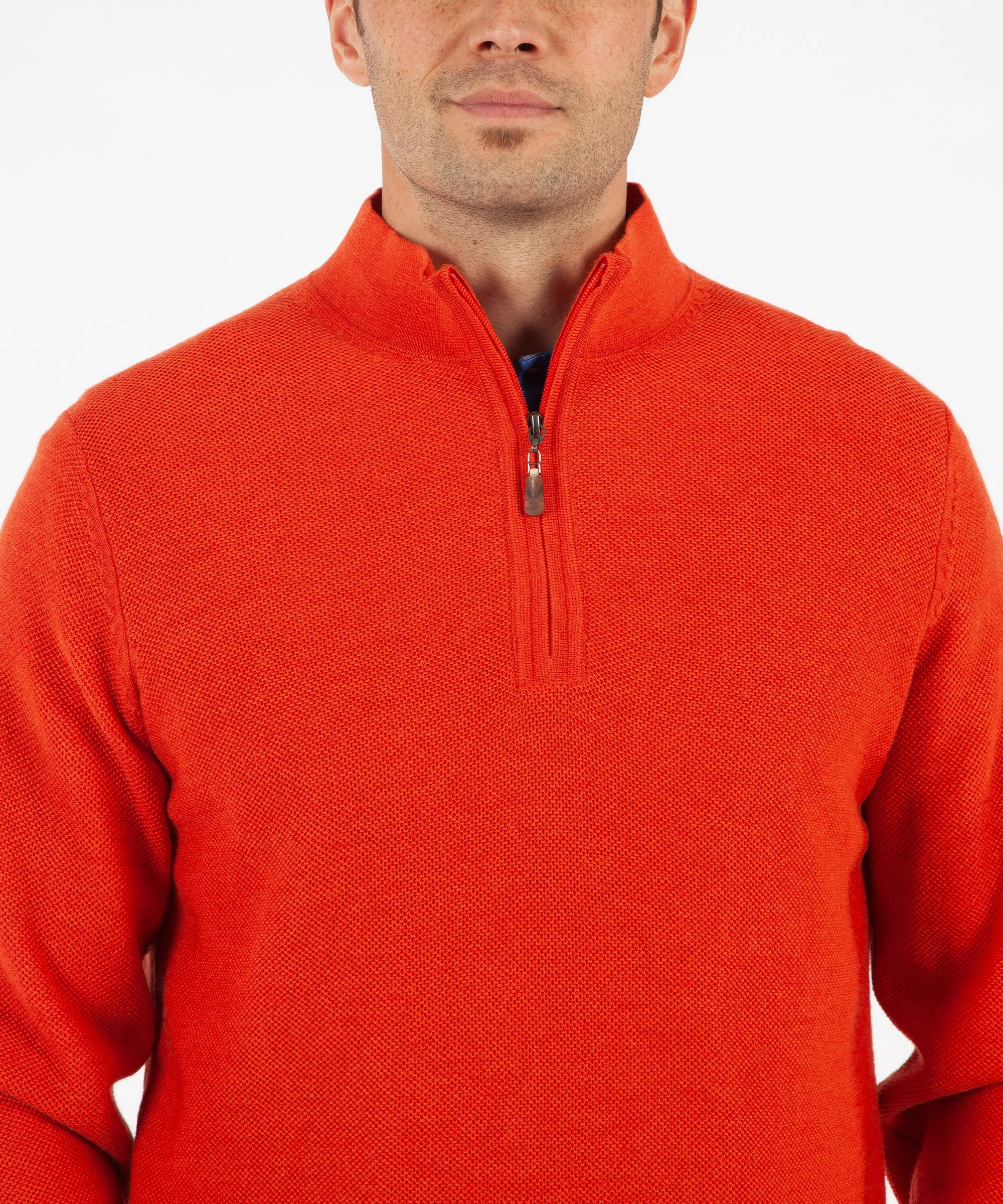 Signature 100% Merino Wool Tuck-Stitch Quarter-Zip Lined Wind Sweater