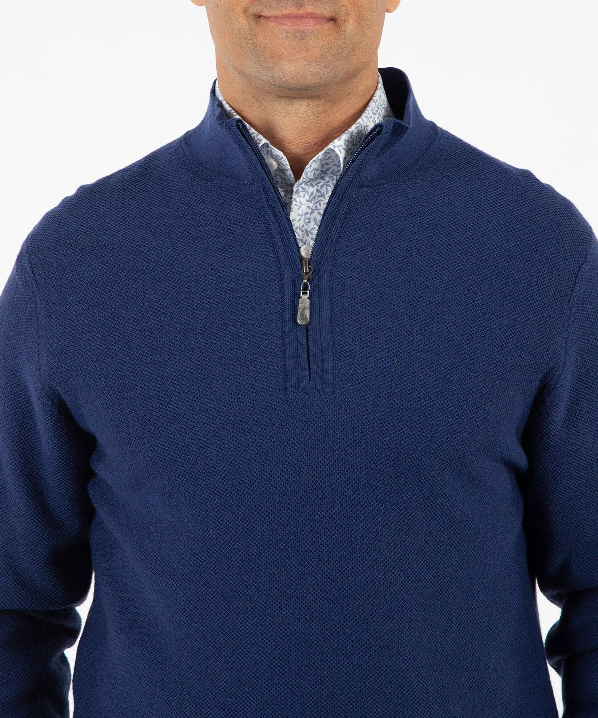 Signature 100% Merino Wool Tuck-Stitch Quarter-Zip Lined Wind Sweater