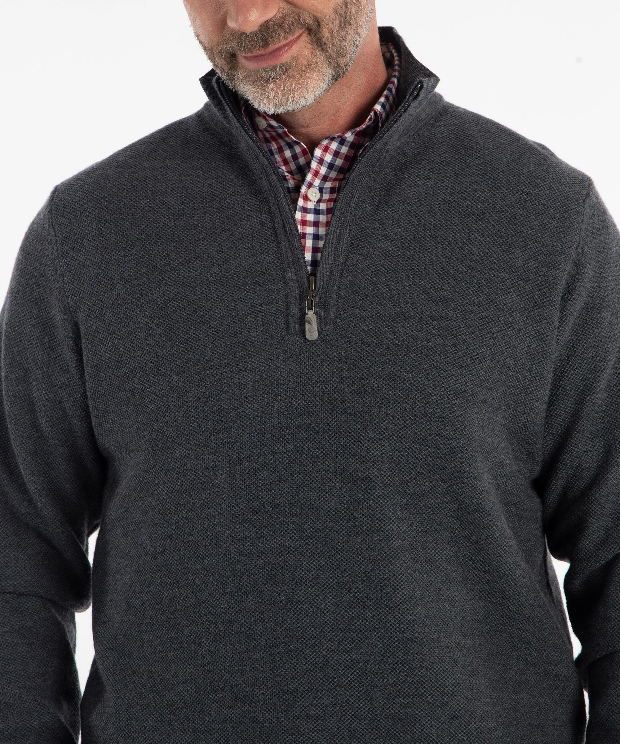 Signature 100% Merino Wool Tuck-Stitch Quarter-Zip Lined Wind Sweater