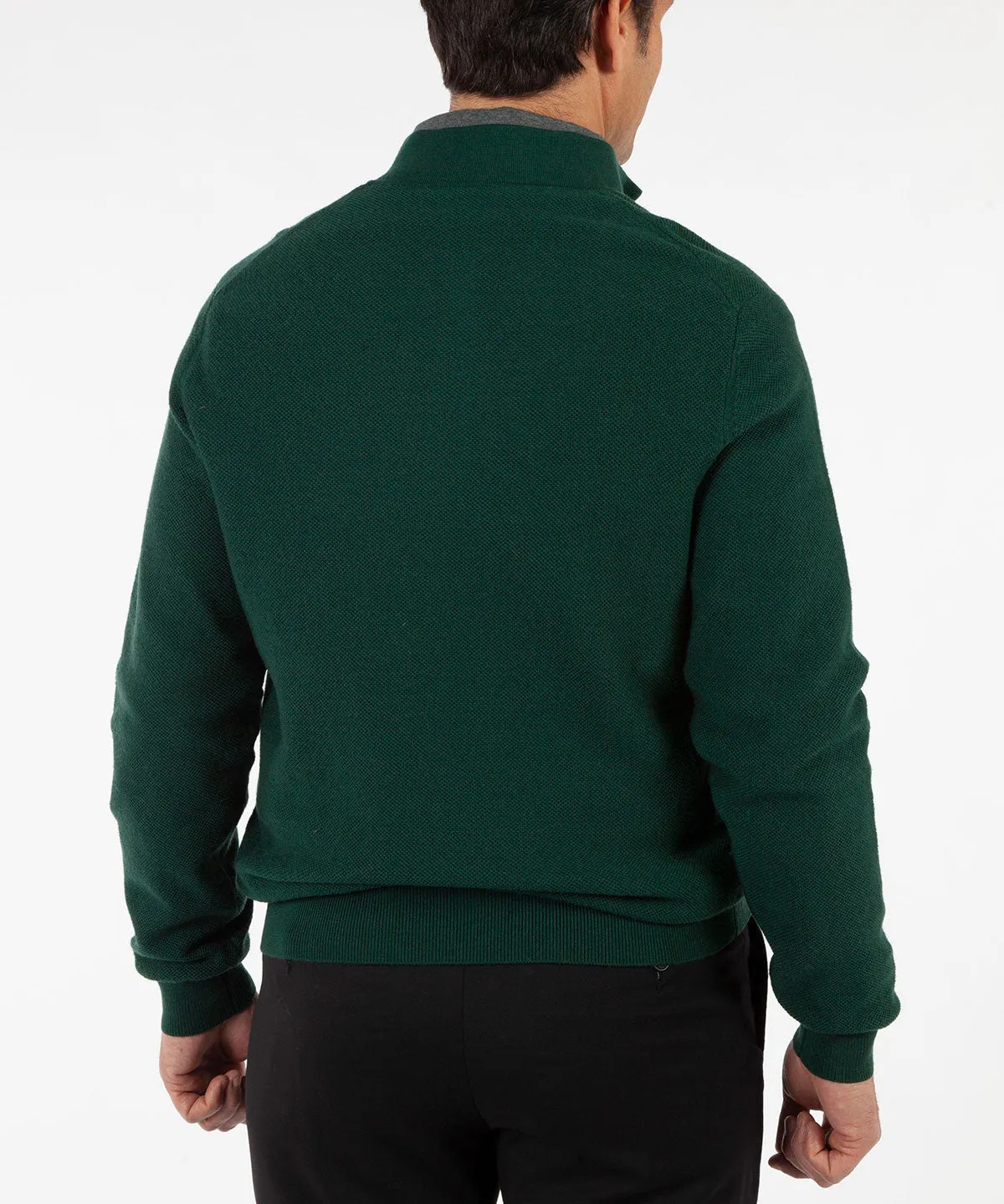 Signature 100% Merino Wool Tuck-Stitch Quarter-Zip Lined Wind Sweater