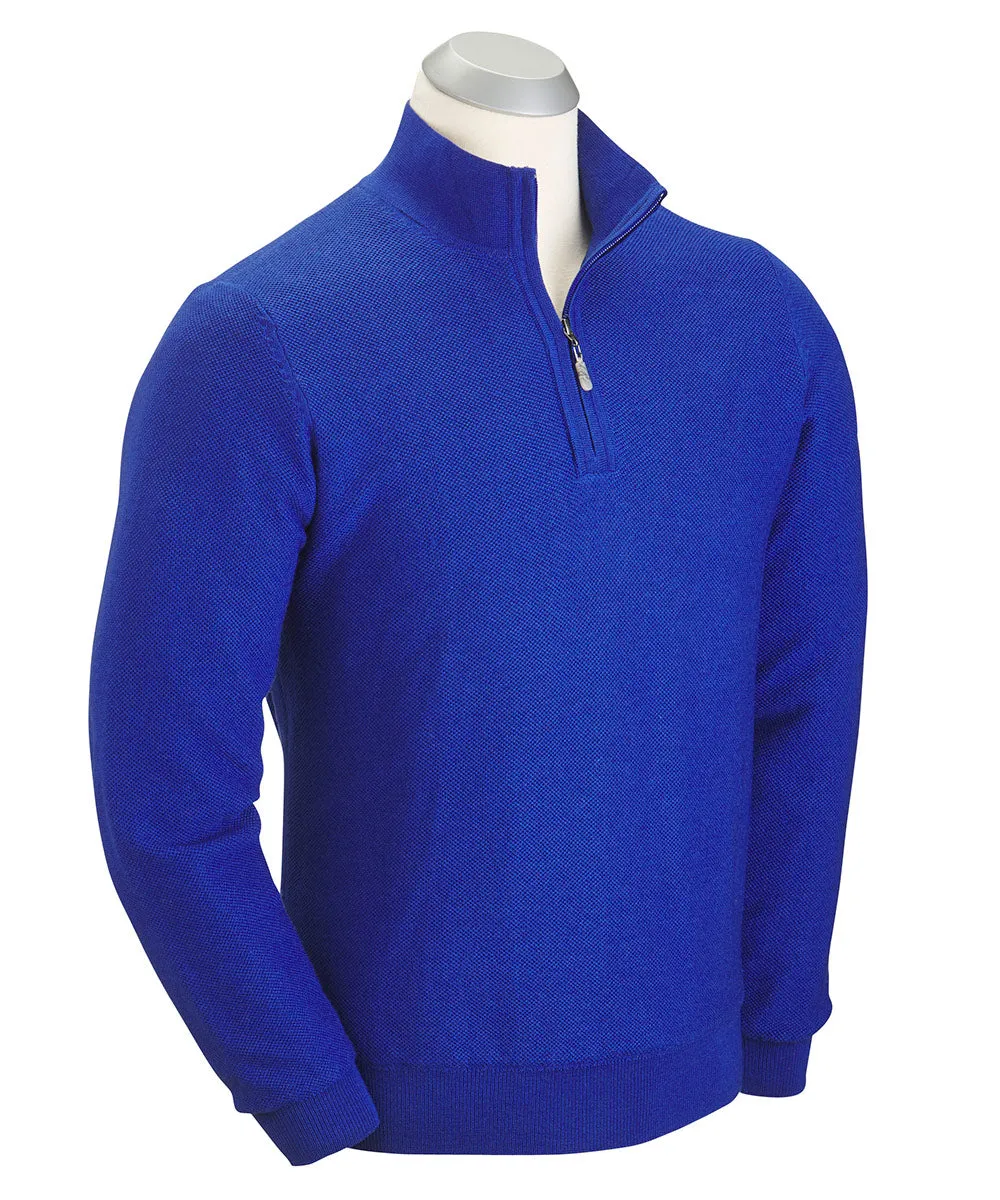 Signature 100% Merino Wool Tuck-Stitch Quarter-Zip Lined Wind Sweater