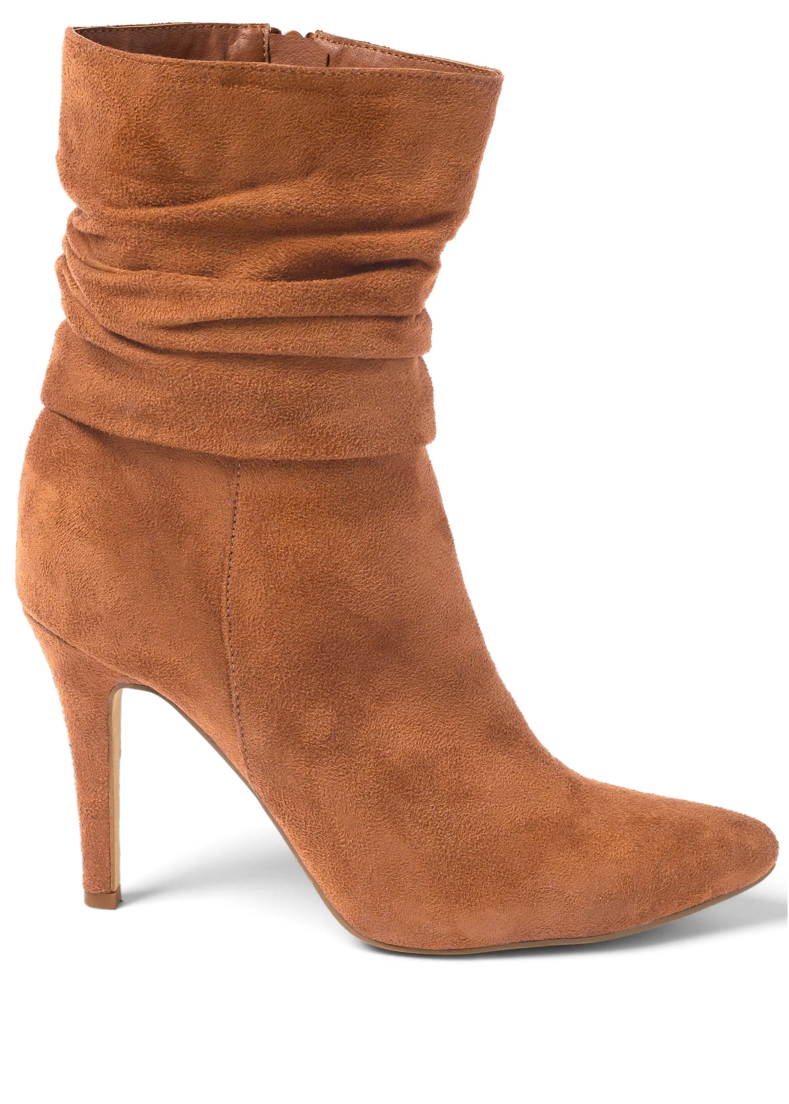 Slouchy Pointed Toe Booties - Cognac