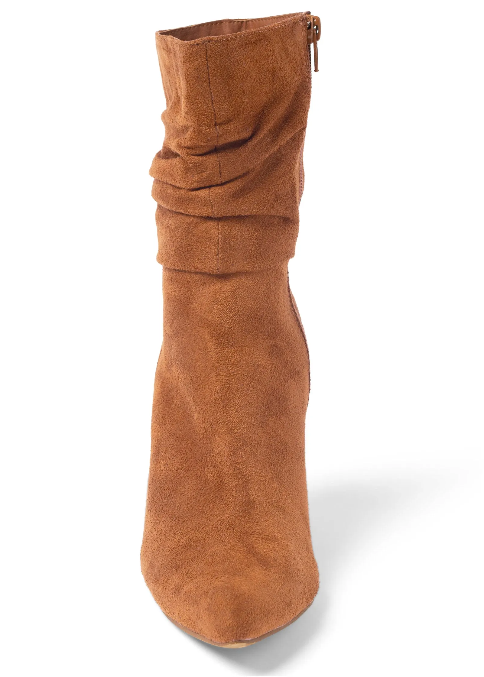 Slouchy Pointed Toe Booties - Cognac