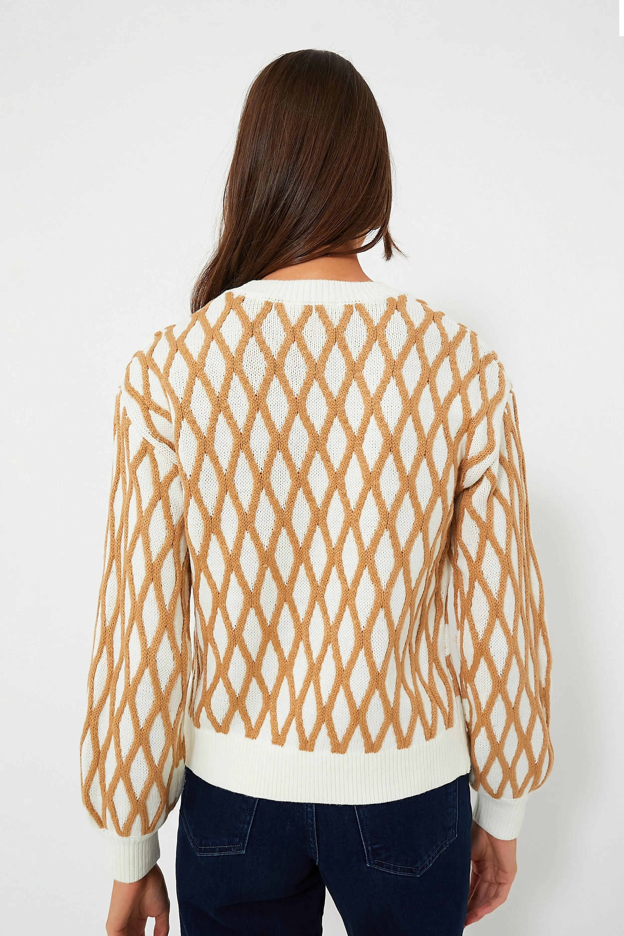 Tan & Cream Toni Trellis Crewneck