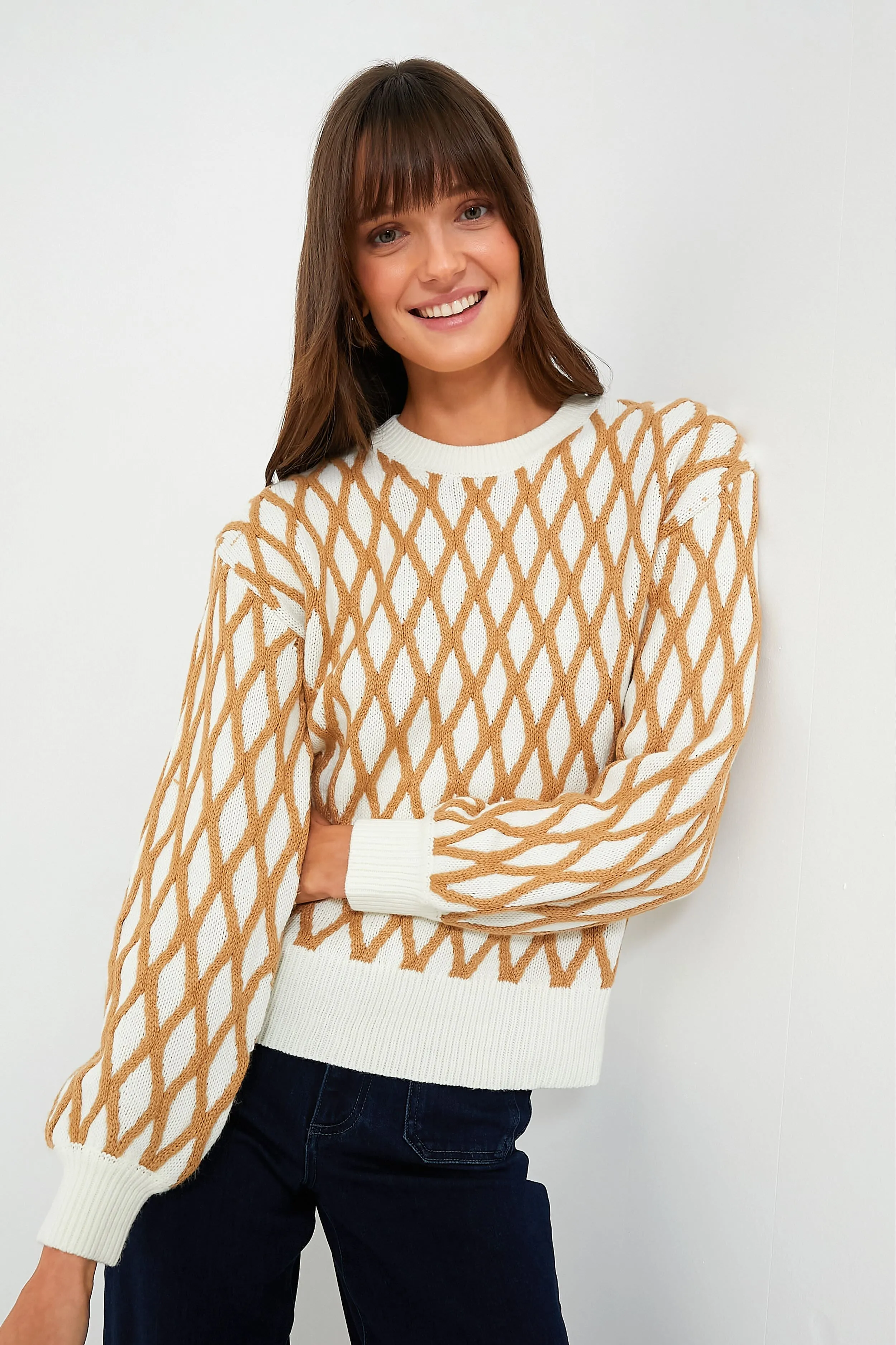 Tan & Cream Toni Trellis Crewneck