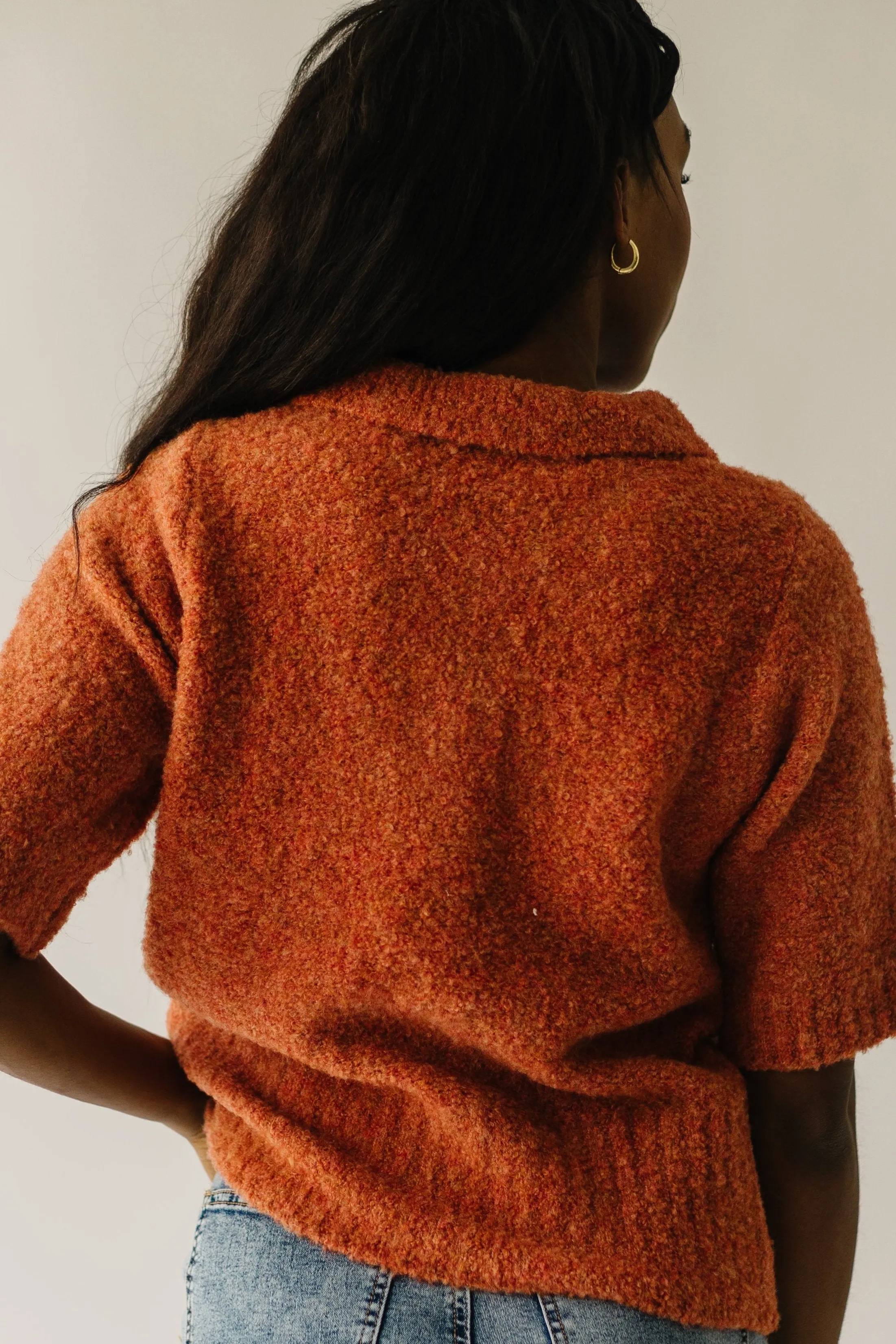 The Onata Button Collar Sweater in Terracotta