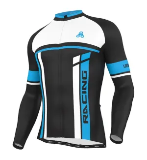 Urban Cycling Blue Super Roubaix Thermal Long Sleeve Jerseys / Bib Tights