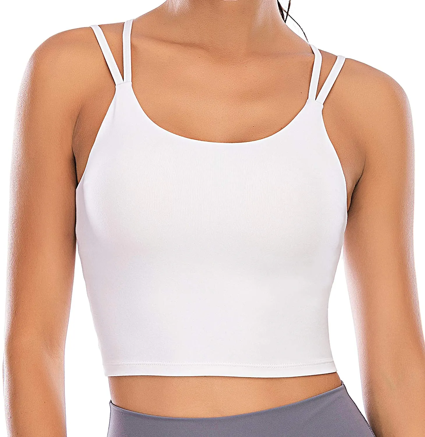 Vorcy Womens Padded Sports Bra Fitness Workout Running Camisole Crop Top with Built in Bra