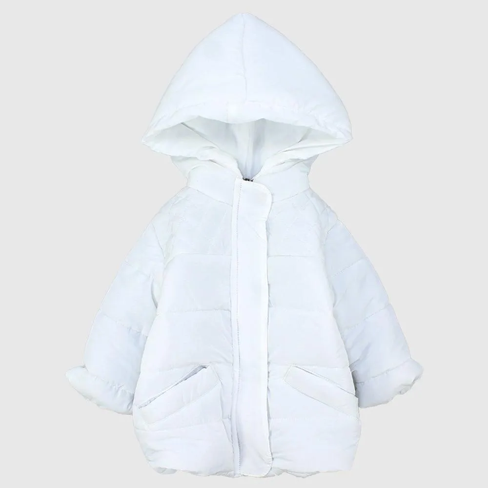 White Unisex Long-Sleeved Waterproof Hooded Jacket