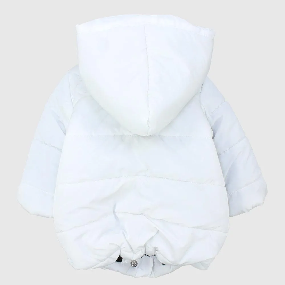 White Unisex Long-Sleeved Waterproof Hooded Jacket