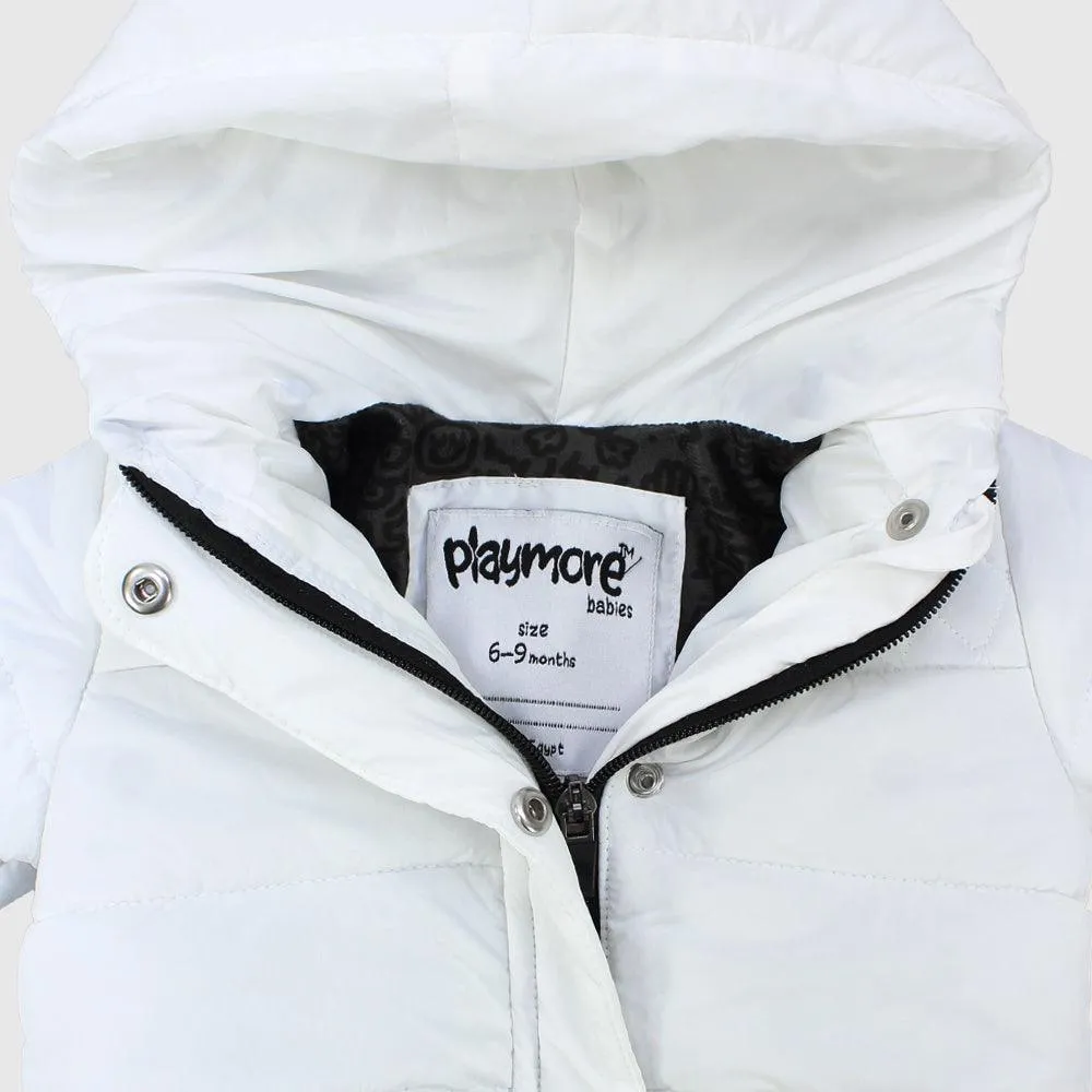 White Unisex Long-Sleeved Waterproof Hooded Jacket