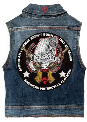 Womens "Bear & Guns" "Patch" Denim Highway Vest