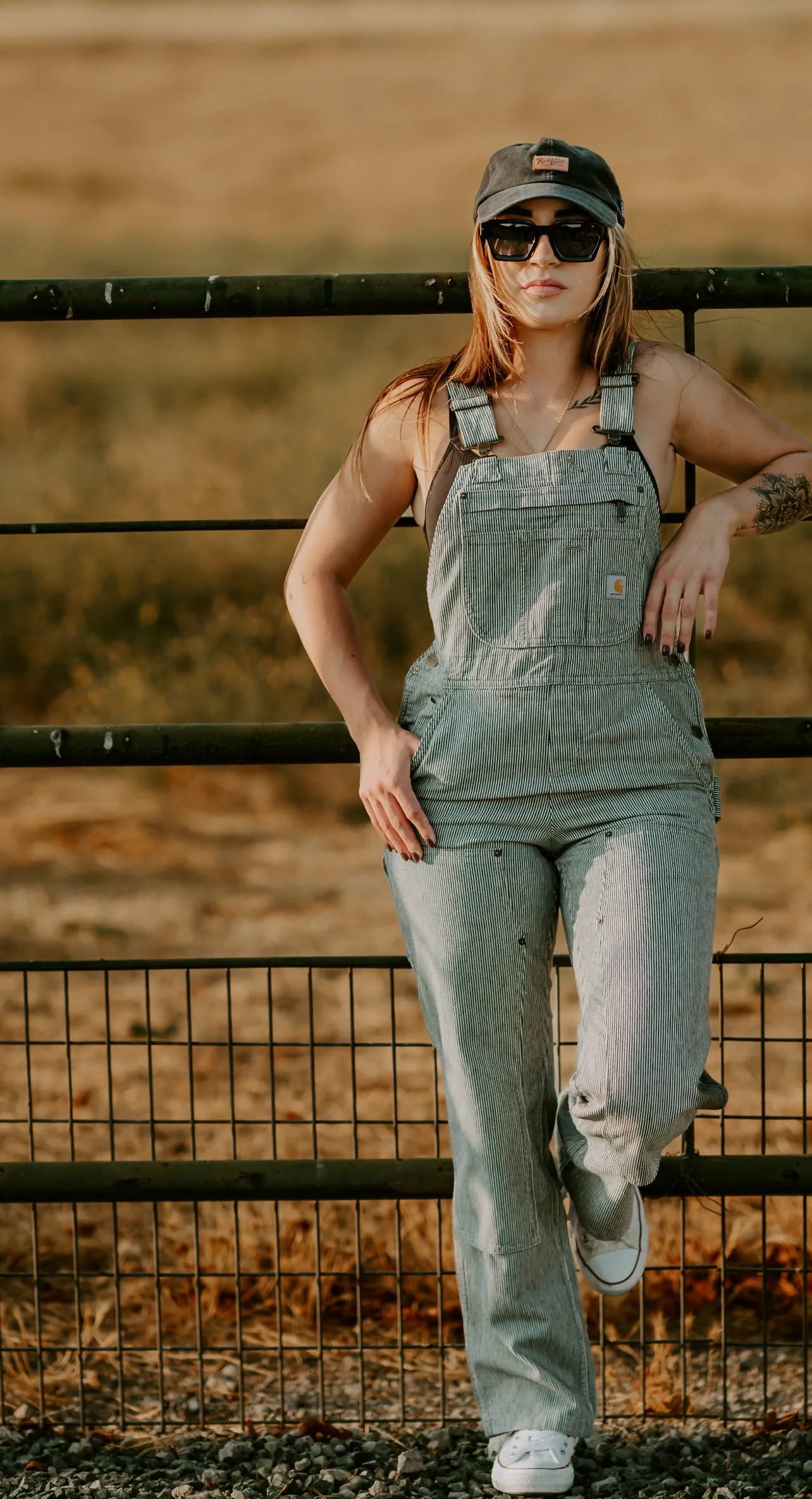 Women's Striped Railroad Overalls