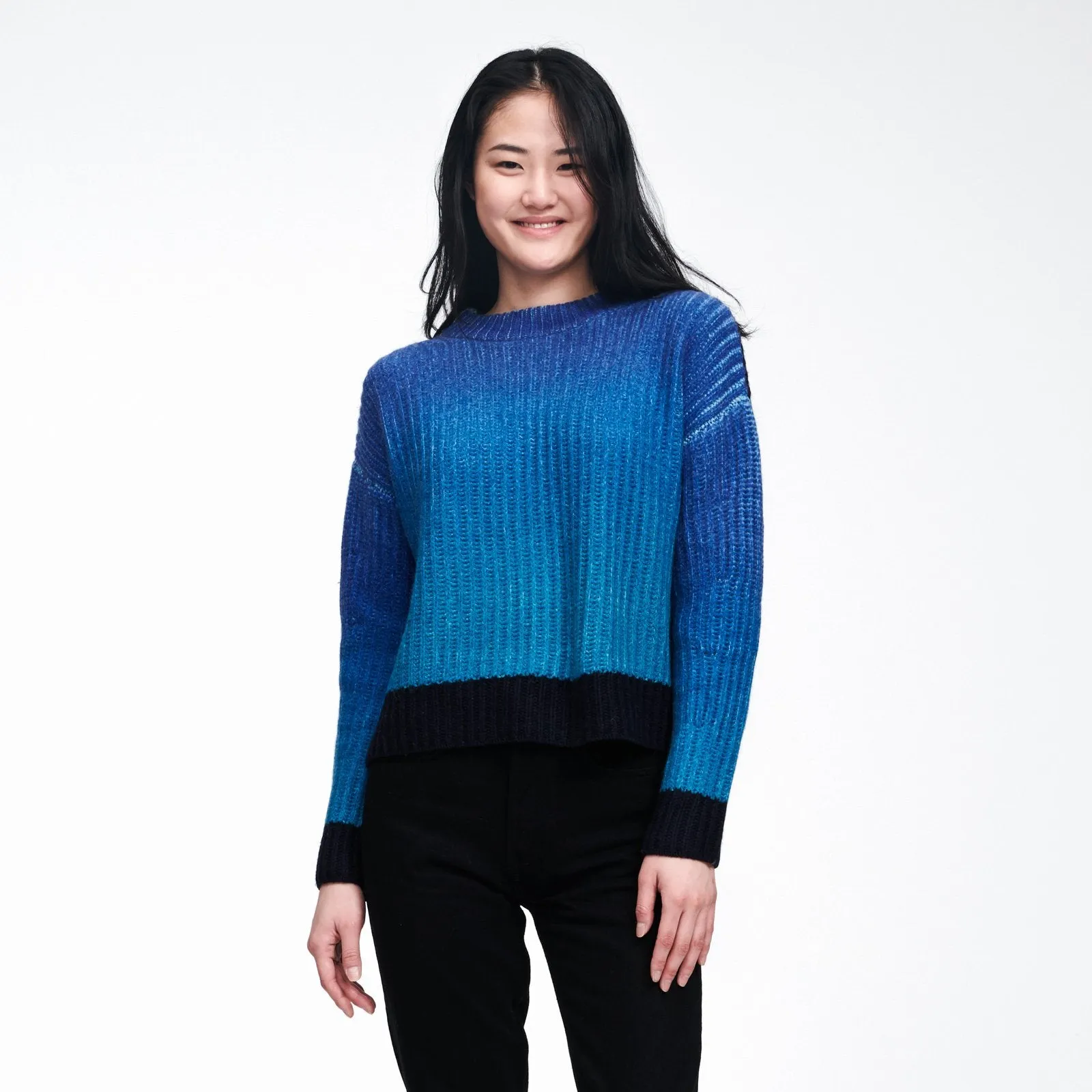 Wool Cashmere Ombre Crewneck Sweater