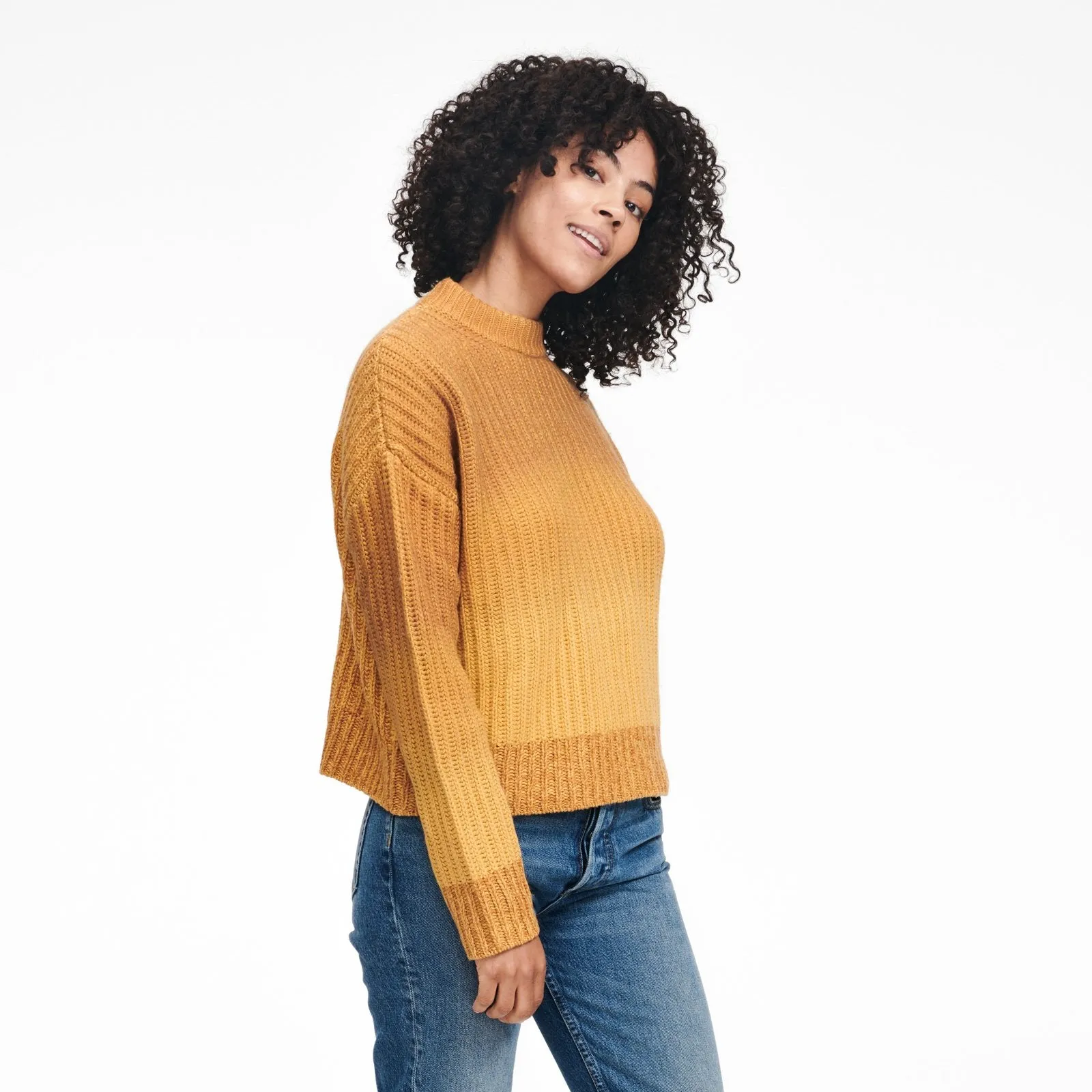 Wool Cashmere Ombre Crewneck Sweater